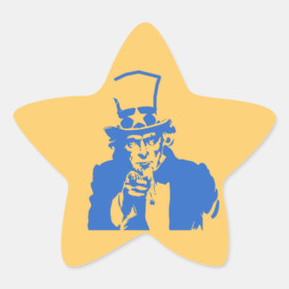Farbror Sam (blå) på Stickers Stjärnformat Klistermärke