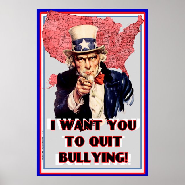 Farbror Sam Bullying Poster: "Jag vill att du slut Poster (Framsidan)