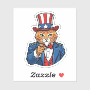 Farbror Sam Cat - Patriotic Cat Klistermärken