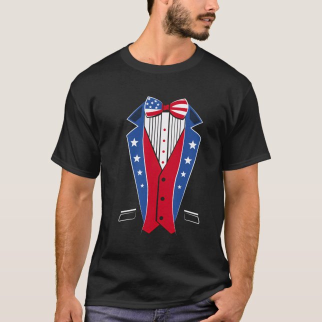 Farbror Sam Costume Hat American USA flagga 4:e T Shirt (Framsida)