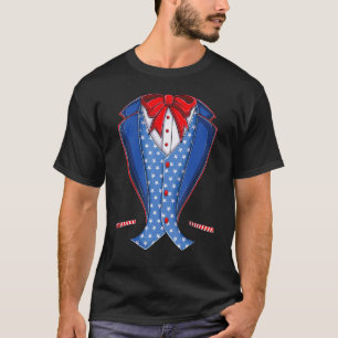 Farbror Sam Costume Hat USA flagga 4 juli T Shirt