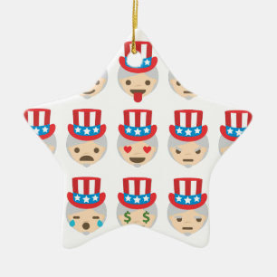 farbror sam emoji julgransprydnad keramik