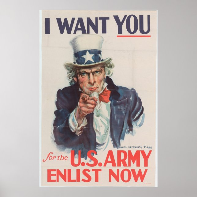 Farbror Sam Enlistment Propaganda Poster (Framsidan)