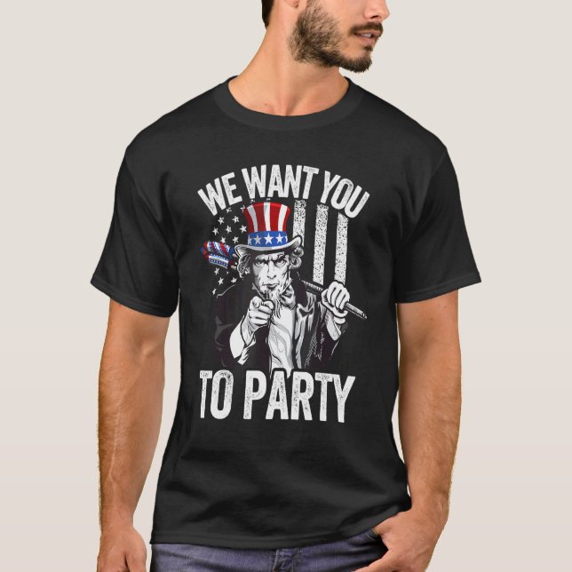 Farbror Sam Fireworks 4:e juli Manar American USA  T Shirt (Framsida)