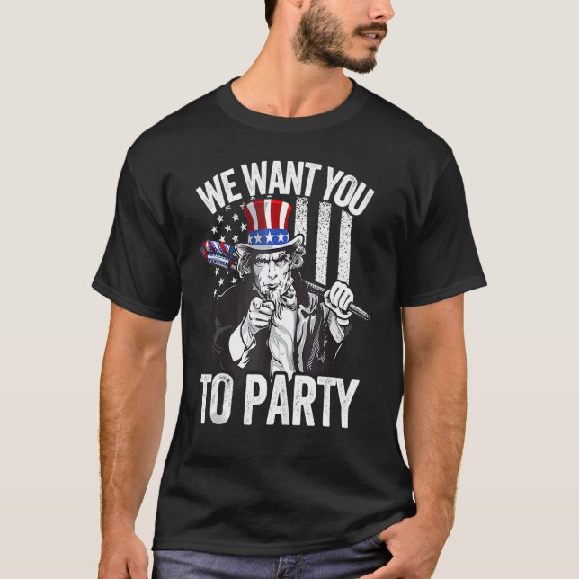 Farbror Sam Fireworks 4:e juli Manar American USA  T Shirt (Framsida)