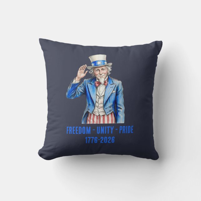Farbror Sam Glad 4:e juli Patriotisk Kudde (Framsida)