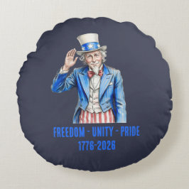 Farbror Sam Glad 4:e juli Patriotisk Rund Kudde