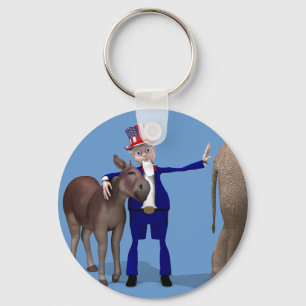 farbror Sam Hugs Lycklig Donkey Nyckelring