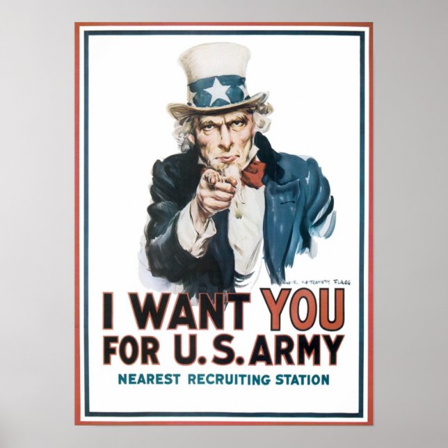 Farbror Sam, jag vill att du skriver ut Vintagen Poster (Framsidan)