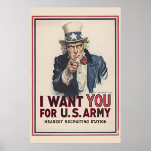 Farbror Sam jag vill ha dig 1917 Första världskrig Poster