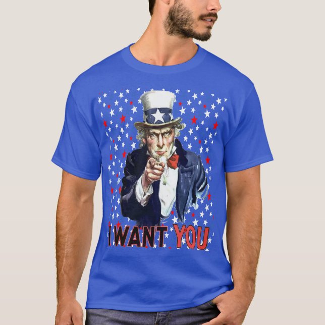 Farbror Sam jag vill ha dig med stjärnor och rände T Shirt (Framsida)