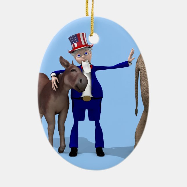 farbror Sam Kärlek Donkey Julgransprydnad Keramik (Baksidan)