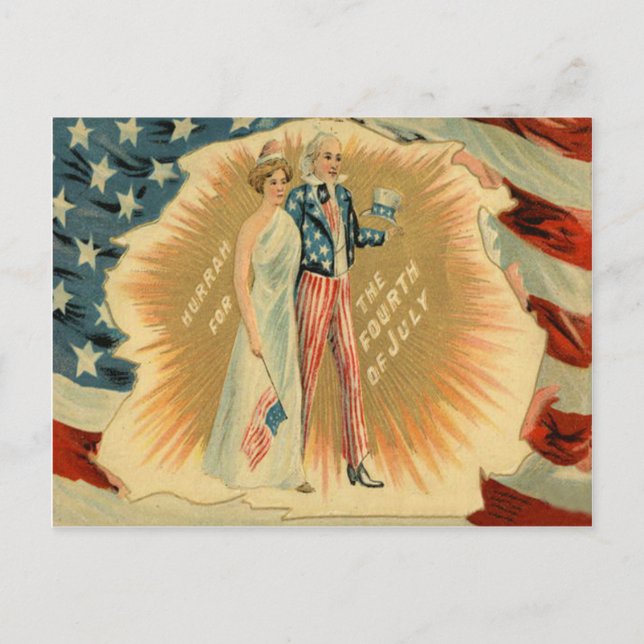 Farbror Sam Lady Liberty USA-flagga Vykort (Framsida)