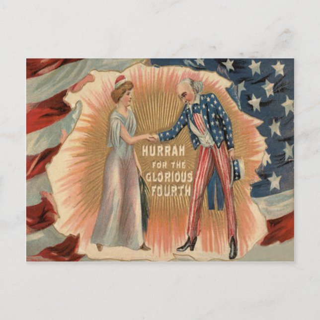 Farbror Sam Lady Liberty USA:s flagga Vykort (Framsida)