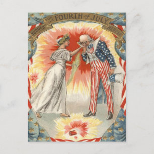 Farbror Sam Liberty US Flag Eldsprutande fyrverker Vykort