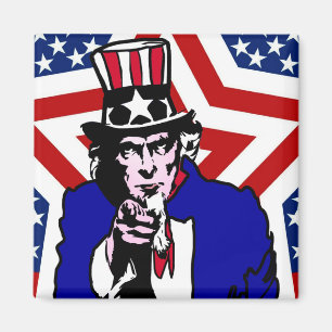 Farbror Sam med Stars & Rand Background Magnet