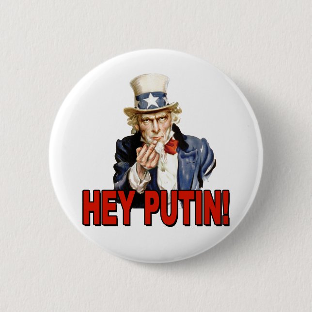 Farbror Sam Mellanfinger Hej Putin  Knapp (Framsida)