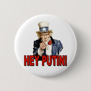 Farbror Sam Mellanfinger Hej Putin Knapp