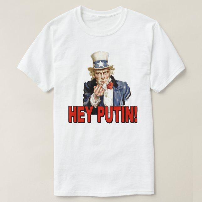 Farbror Sam Mellanfinger Hej Putin T Shirt (Design framsida)