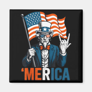Farbror Sam Merica Rock Roligt 4:e Juli Amerikansk Magnet