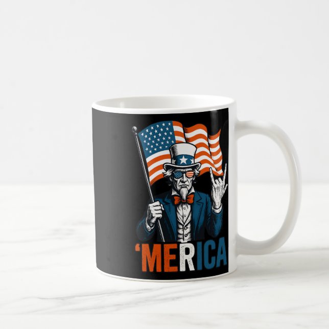 Farbror Sam Merica Sten Funny 4:e juli Amerikanska Kaffemugg (Höger)