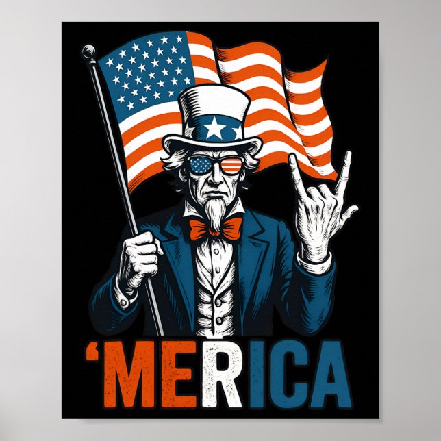 Farbror Sam Merica Sten Funny 4:e juli Amerikanska Poster (Framsidan)