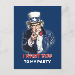 Farbror Sam Party-inbjudan Vykort