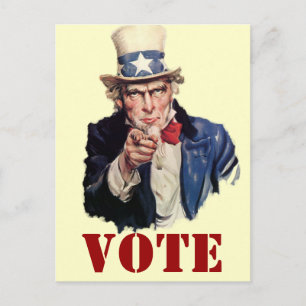 Farbror Sam Patriotic VOTE Design Vykort