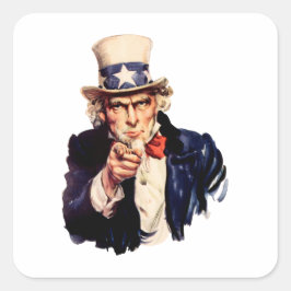 farbror Sam Pointing Hans Finger Fyrkantigt Klistermärke