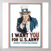 Farbror Sam Poster, Amerika. Jag vill ha dig till
