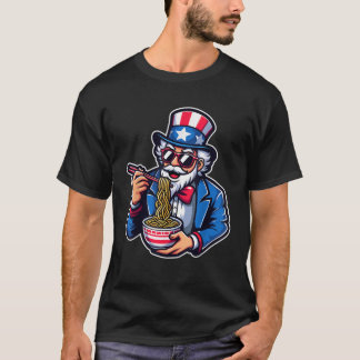 Farbror Sam Ramen Anime USA Amerikanska Flagga 4:e T Shirt