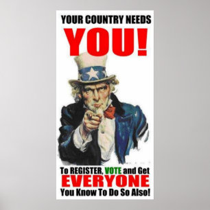 Farbror Sam registrerar sig för att Poster omröstn