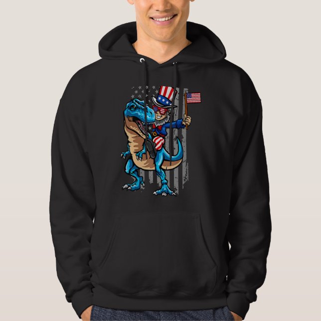 Farbror Sam Rex Dinosaur America 4:e juli USA Hoodie (Framsida)