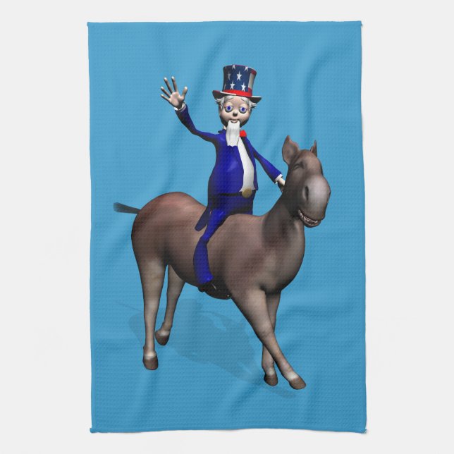 farbror Sam Riding på Donkey Kökshandduk (Vertikal)