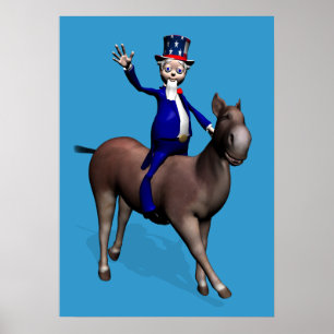 farbror Sam Riding på Donkey Poster