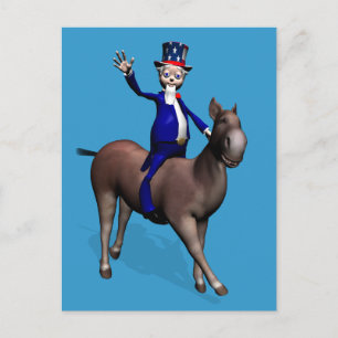 farbror Sam Riding på Donkey Vykort