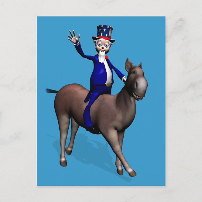 farbror Sam Riding på Donkey Vykort (Framsida)