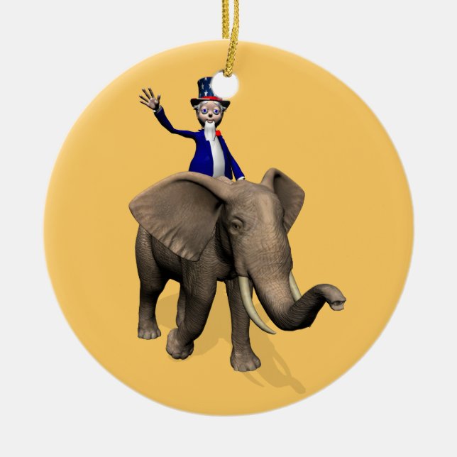 farbror Sam Riding på Elephant Julgransprydnad Keramik (Framsidan)
