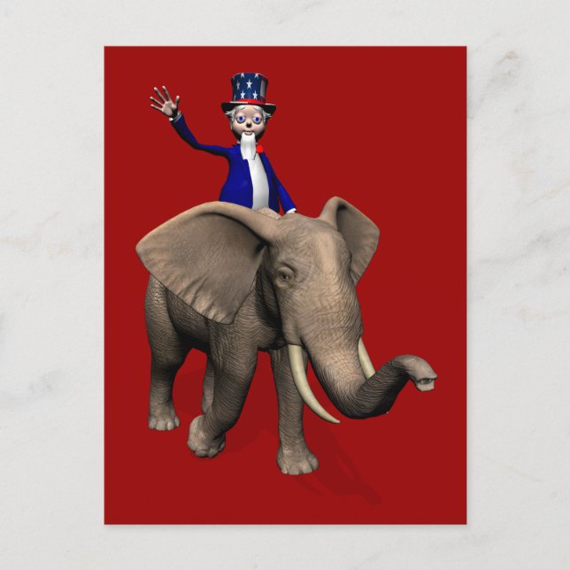 farbror Sam Riding på Elephant Vykort (Framsida)