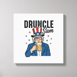 Farbror Sam Rolig Patriotisk Öldesign Vektor_1 Canvastryck