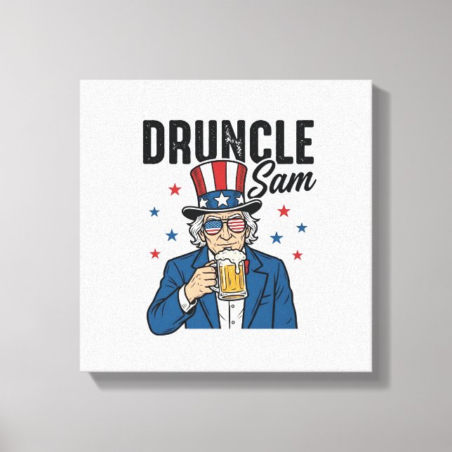Farbror Sam Rolig Patriotisk Öldesign Vektor_1 Canvastryck (Framsida)