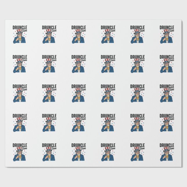 Farbror Sam Rolig Patriotisk Öldesign Vektor_1 Presentpapper (Platt)