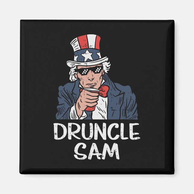 Farbror Sam Rolig Uncle Sam Öl 4:e Juli Fest Magnet (Framsidan)