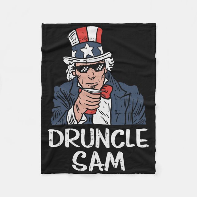 Farbror Sam Rolig Uncle Sam Öl 4 juli Fest Fleecefilt (Framsidan)