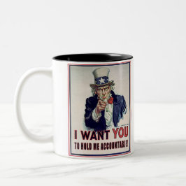 Farbror Sam säger: "Håll mig ansvarig!" Två-Tonad Mugg