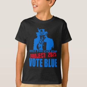 Farbror Sam säger: Stoppa projekt 2025 Röstblått T Shirt