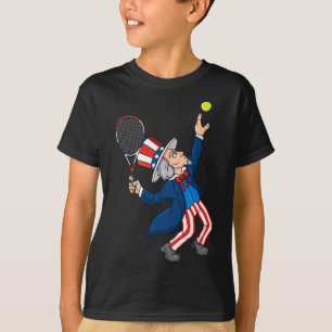 Farbror Sam Tennis 4 juli Patriotiska Pojkar Flick T Shirt