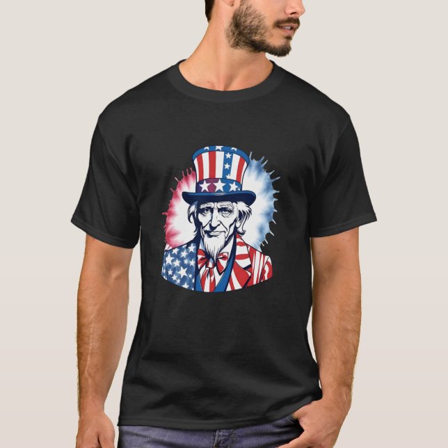 Farbror Sam Tie Dye Fyrverkerier T Shirt (Framsida)