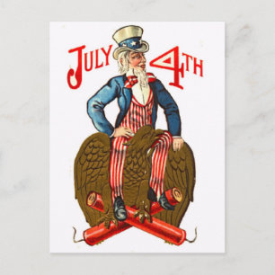 Farbror Sam USA flagga 4:e juli Patriotic Vintage Vykort