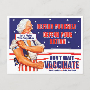 Farbror Sam Vaccinera sig Låt oss bekämpa detta ti Vykort